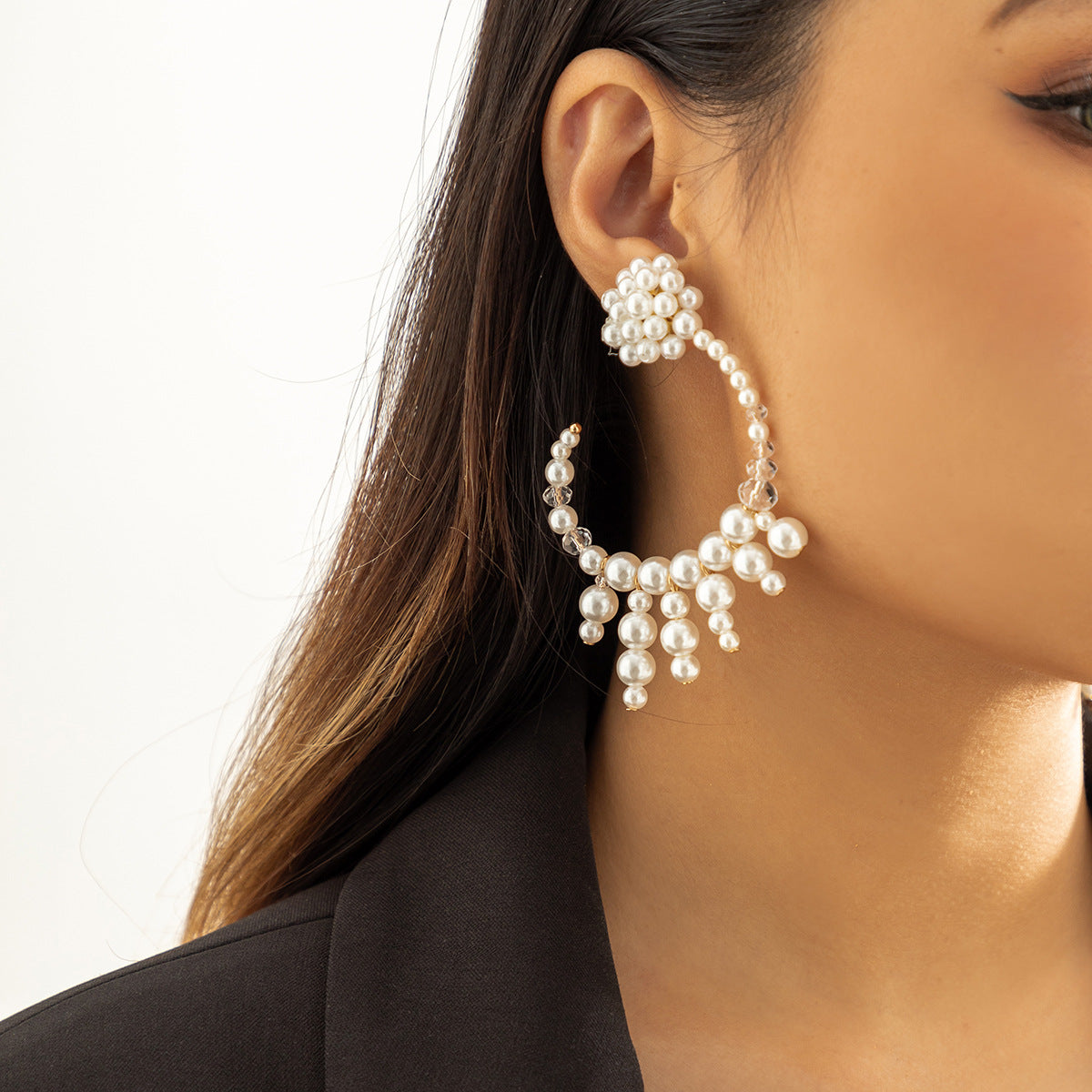 Wholesale Vintage Pearl Beaded Metal Earrings